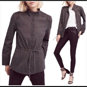 Anthro love Sam embroidered beaded utility jacket
